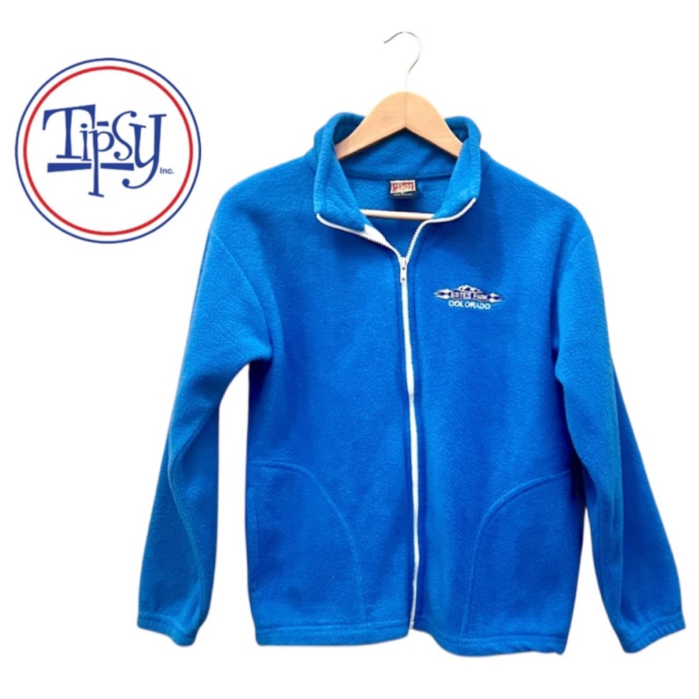 TIPSY Estes Park Colorado Blue Fleece Jacket Warm School Outdoor Ski Snow Kid XL